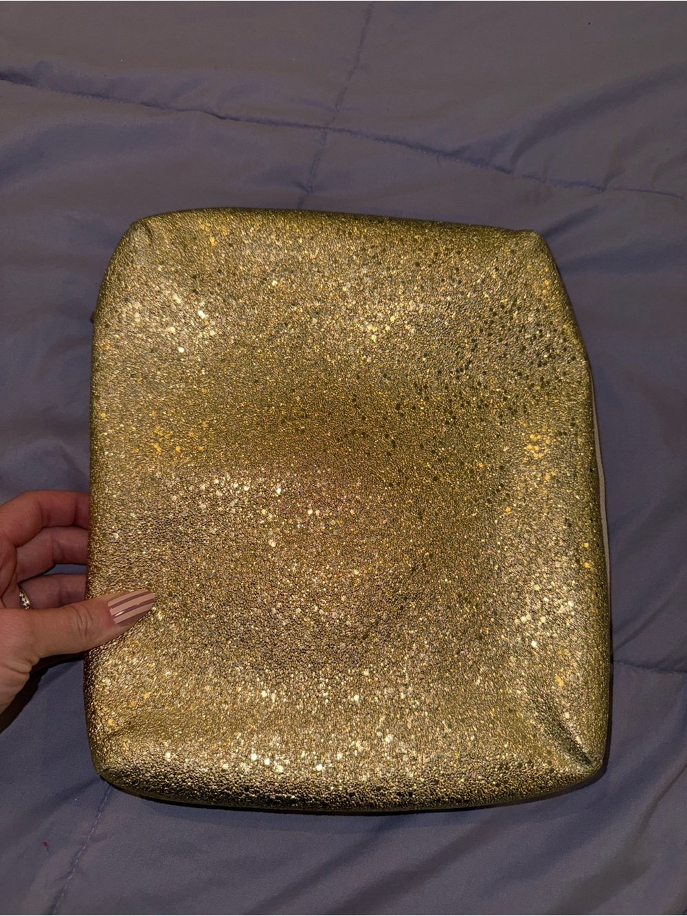 Glitter Square Makeup/Toiletry Bag - Gold